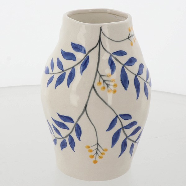Hand Painted Blue Amphora Vase