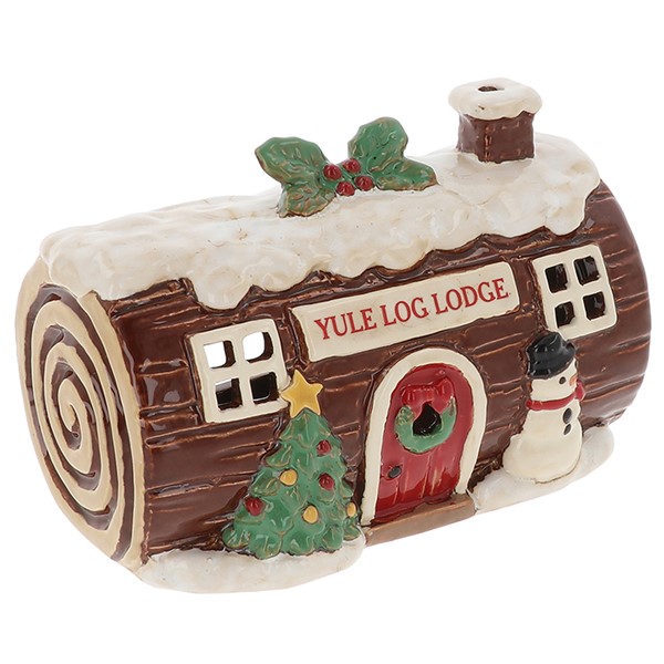 Village Pottery Xmas Yule Log Lodge