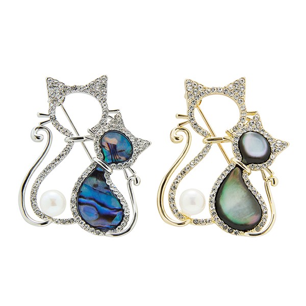 Cat Duo Modern Brooch
