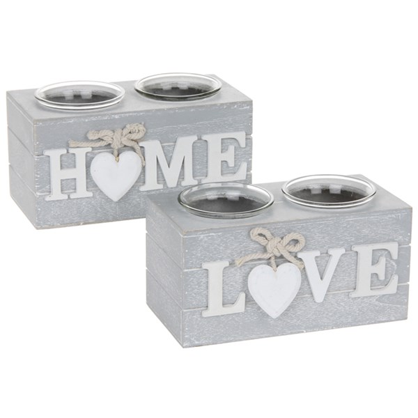 Provence Grey Double Tealight Holder