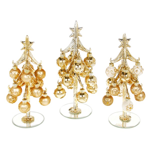 Deco Glass Tree Gold Baubles Medium