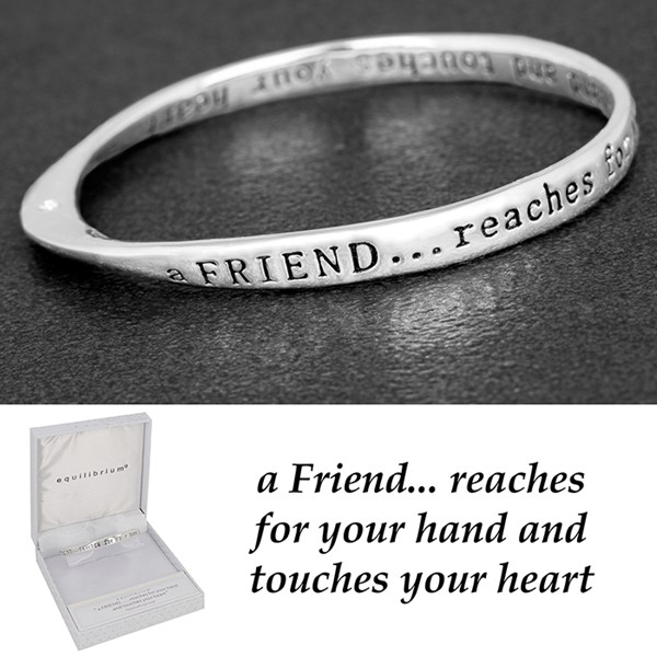 Equilibrium Silver Plated Bangle Friend Heart