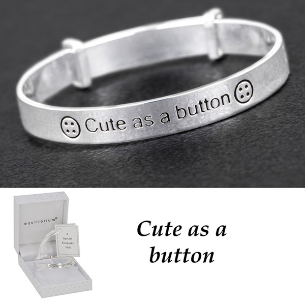 Equilibrium Cute As Button Silver Plated Baby Bangle