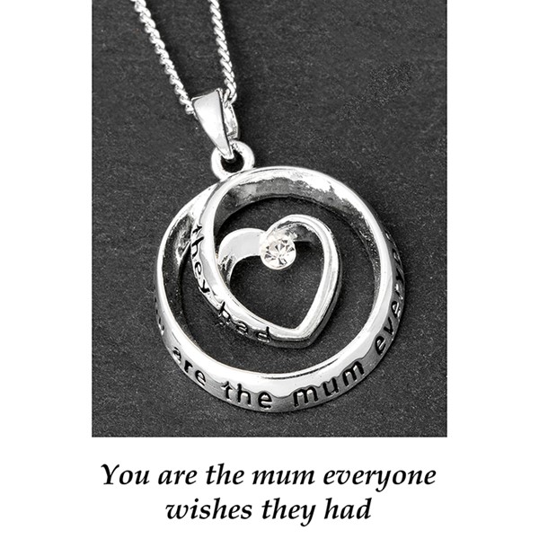 Equilibrium Silver Plated Heart Circle Necklace Mum