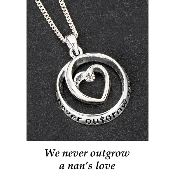 Equilibrium Silver Plated Heart Circle Nan Necklace