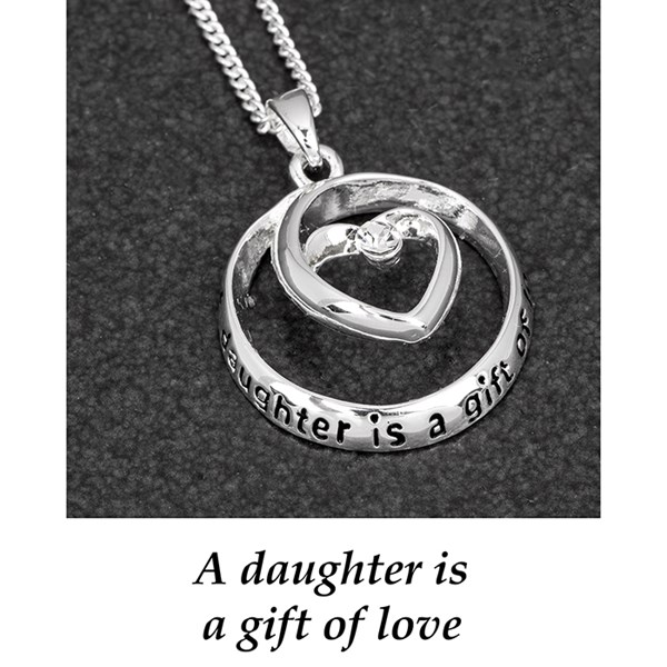 Equilibrium Silver Plated Heart Circle Necklace Daughter