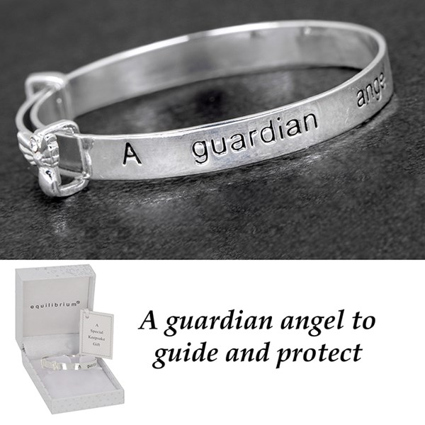 Equilibrium Silver Plated Guardian Angel Keepsake Bangle