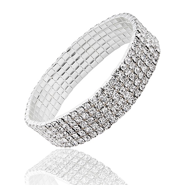 Equilibrium White Gold Plated 5 Row Diamante Bracelet
