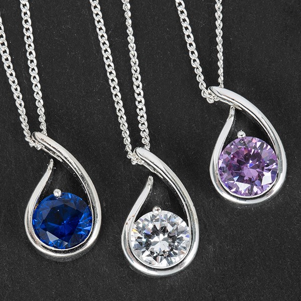 Crystal Collection Silver Plated Open Teardrop Necklace