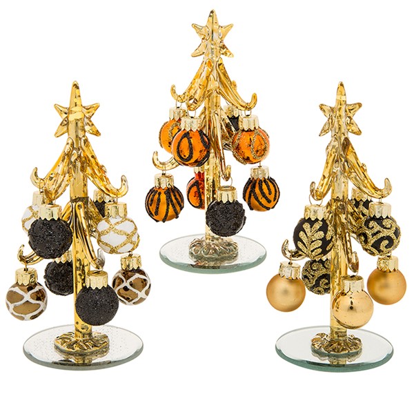 Deco Glass Tree Black & Gold Small