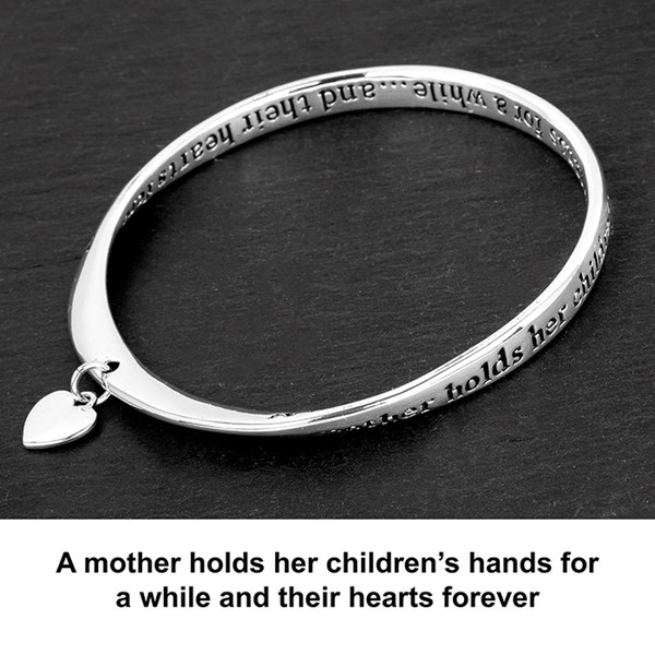Equilibrium Silver Plated Heart Bangle Mum Hands