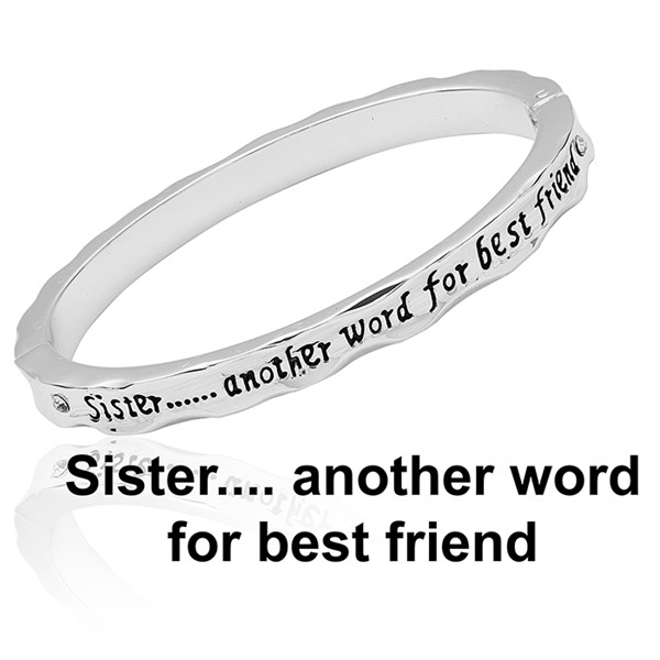 Equilibrium Silver Plated Two Tone Hinged Bangle Sister