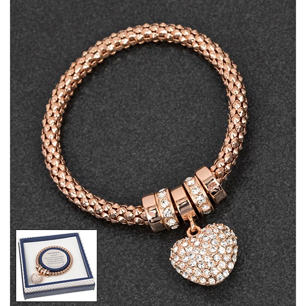 Equilibrium Gold Mesh Diamante Heart Bracelet