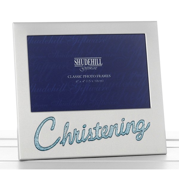 Glitter Word Christening Frame 6x4 Boy