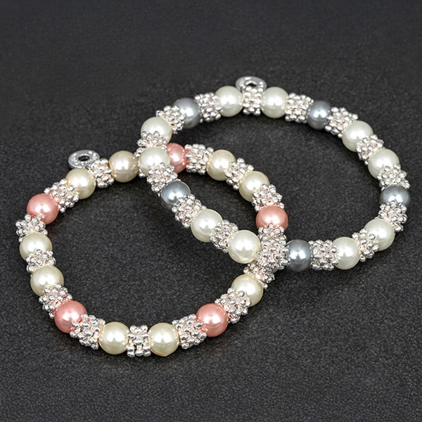 Equilibrium Silver Plated Pearl Lace Bracelet