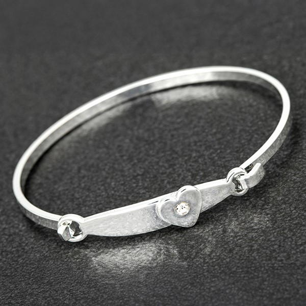 Equilibrium Silver Plated Christening Heart Bangle