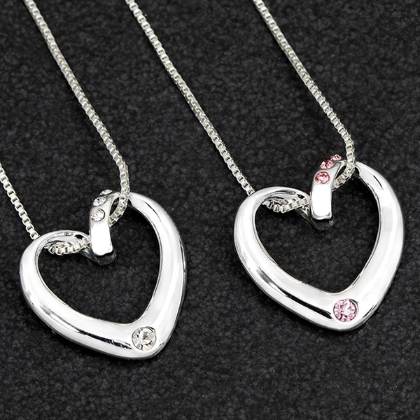 Equilibrium Silver Plated Diamante Heart Necklace