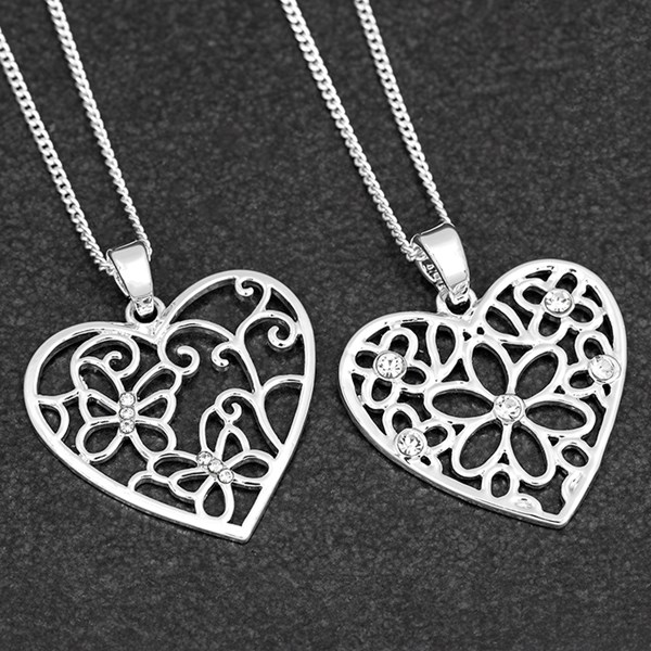 Equilibrium Silver Plated Filigree Heart Necklace