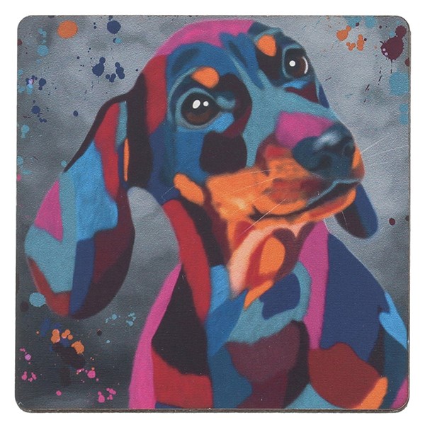 Aquamarine Dachshund MDF Coaster