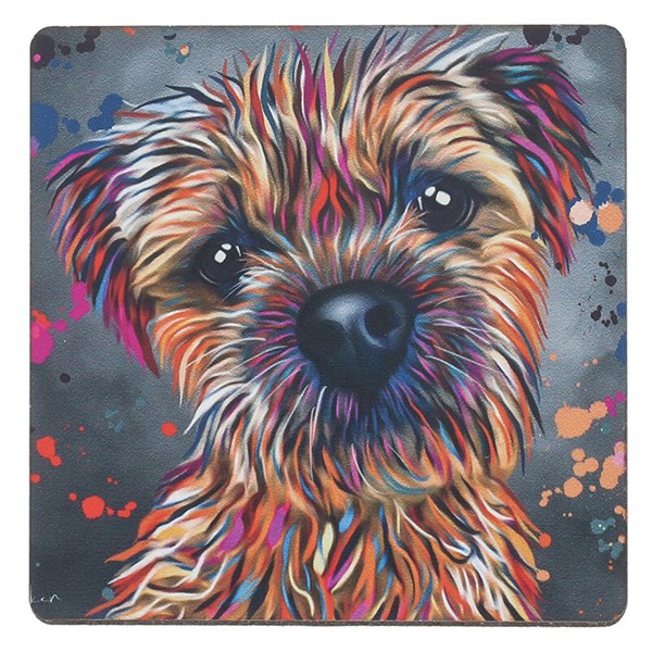Aquamarine Border Terrier Coaster