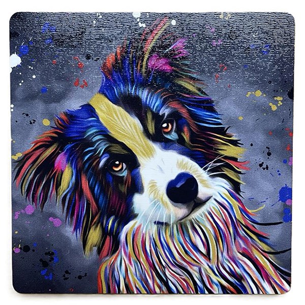 Aquamarine Collie MDF Coaster
