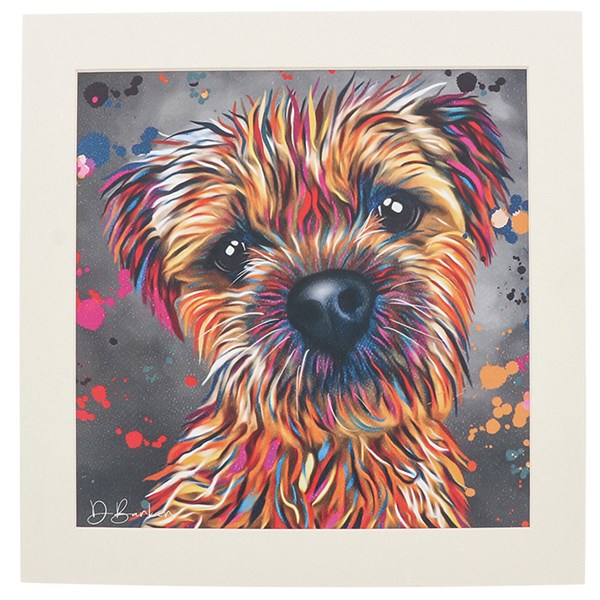 Aquamarine Border Terrier Print 30x30cm