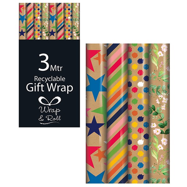 3m Printed Kraft Giftwrap 49s