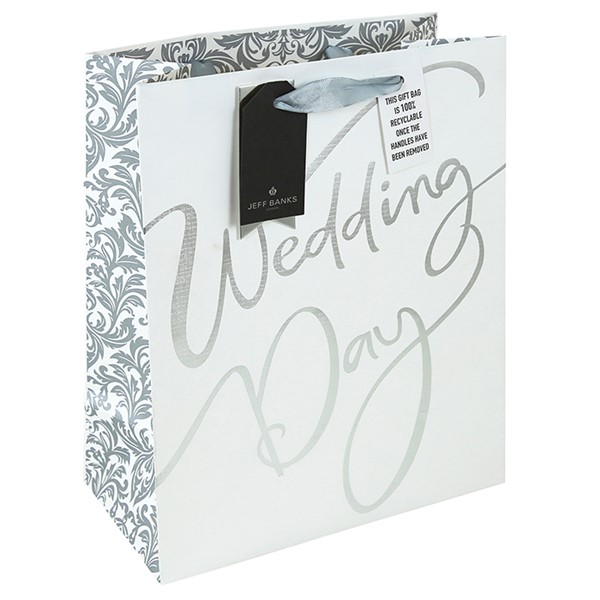 Jeff Banks Silver Wedding Gift Bag Large