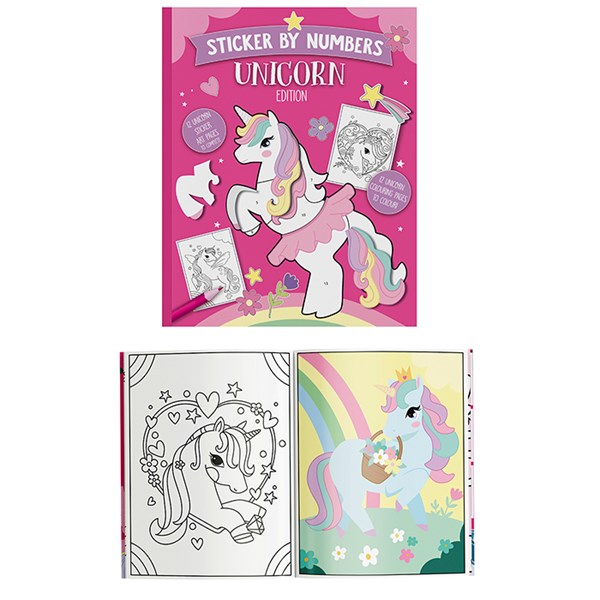 Unicorn Sticker By Numbers Book