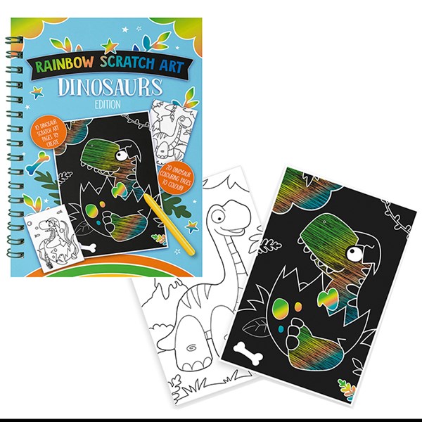 Dino Scratch Art & Colouring Book