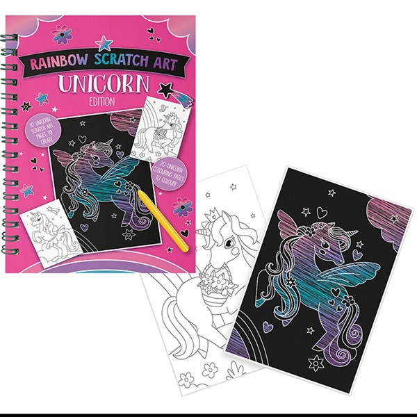 Unicorn Scratch Art & Colouring Book