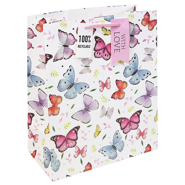 Butterfly Gift Bag Large White