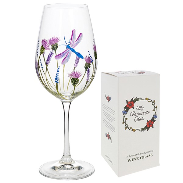 My Favourite Glass Dragonfly Garden Wine Glass