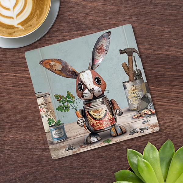 Scrap Art Coaster Rabbit