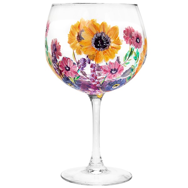 Flower Gin Glass Sunflowers Pinks