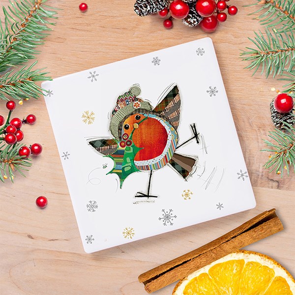 Xmas Bug Art Coaster Robin