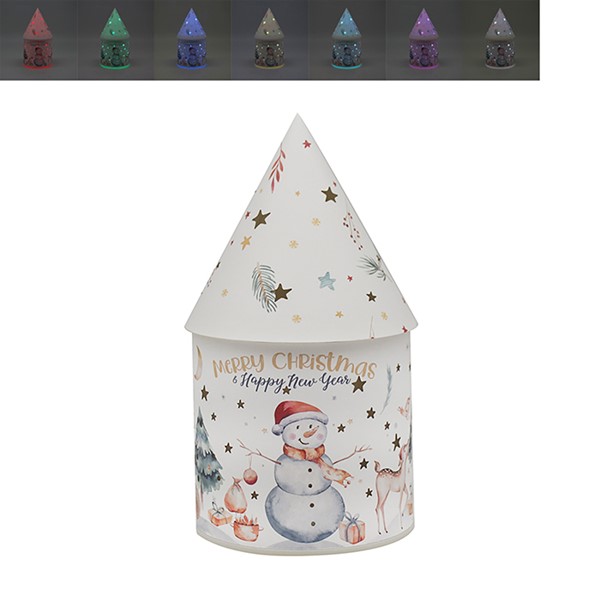 LED House Light Robin & Snowman Small