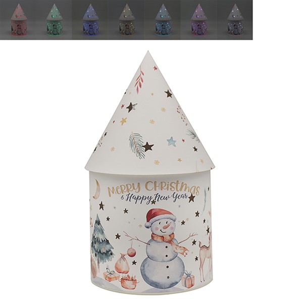 LED House Light Robin & Snowman Large