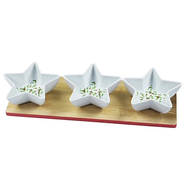 Star Dishes 3 on Wood Tray