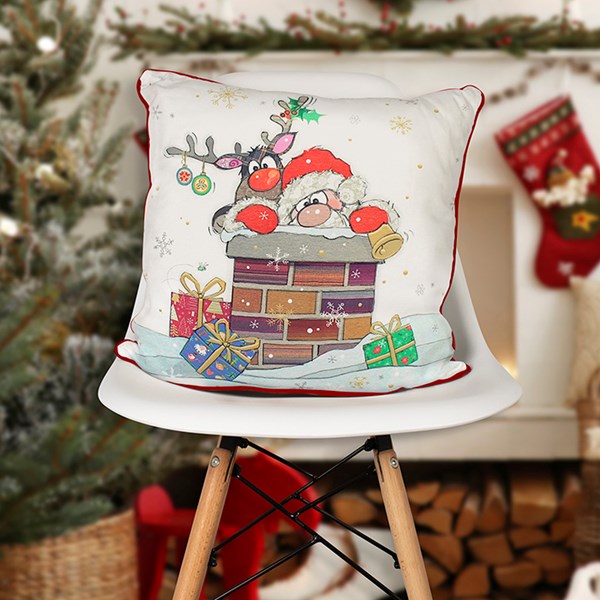 Xmas Bug Art Santa Cushion