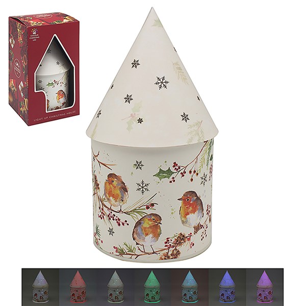 Jennifer Rose Winter Robin LED House