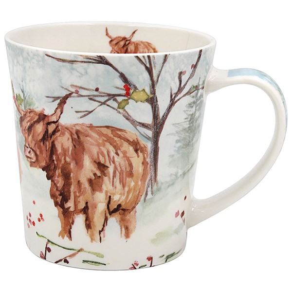 Jennifer Rose Highland Cow Christmas Wide Mug