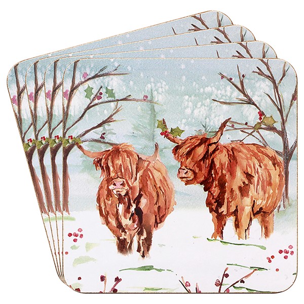 Jennifer Rose Highland Cow Christmas Placemat Set of 4