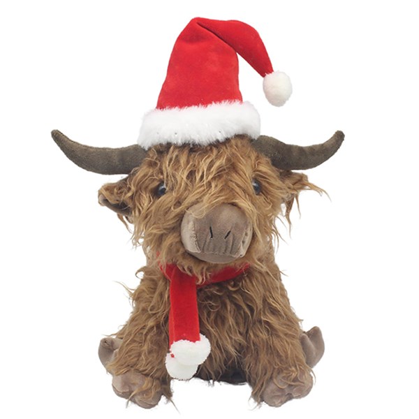 Xmas Furry Highland Cow Doorstop