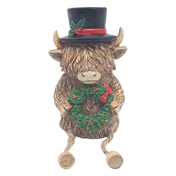 Xmas Highland Cow Wreath Dangle