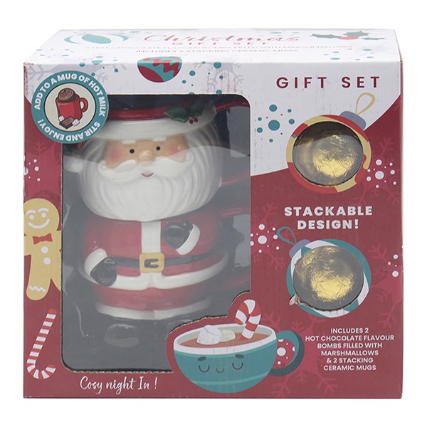 Santa Choc Stacking Mugs Gift Set