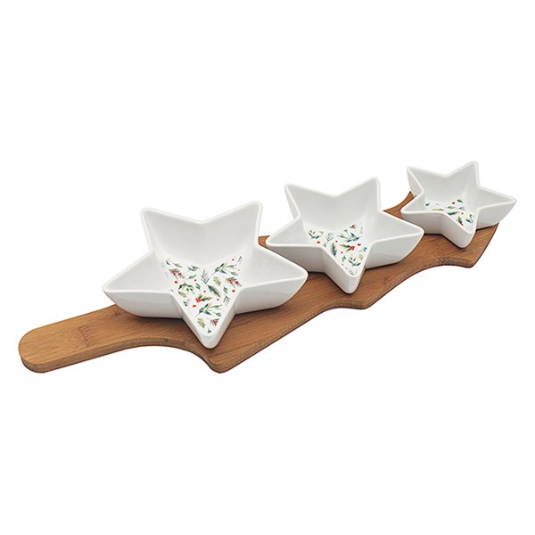 Star Dishes With Tree Bamboo Tray