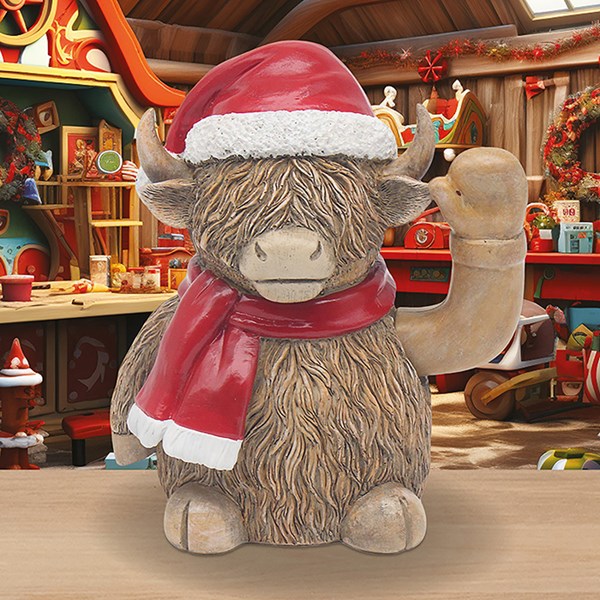 Xmas Highland Coo Waving