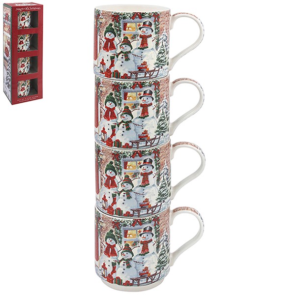 Macneil Snowmen Stacking Mugs Set of 4