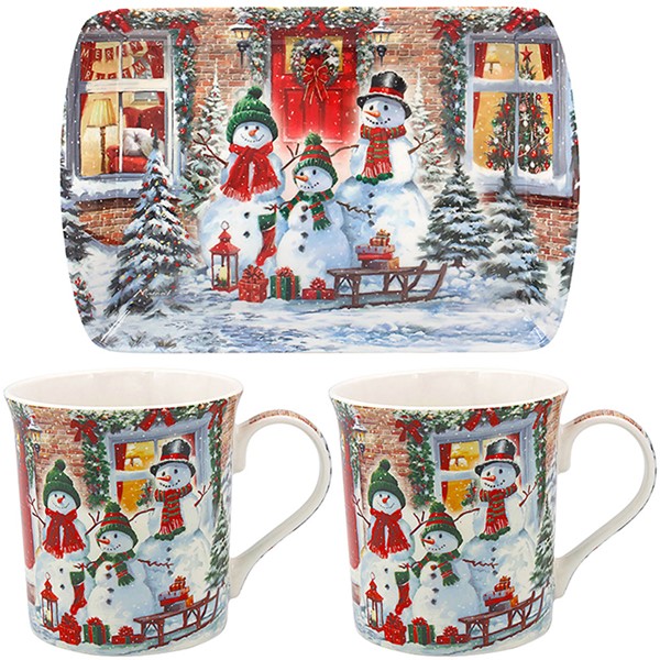 Macneil Snowmen 2 Mugs & Tray